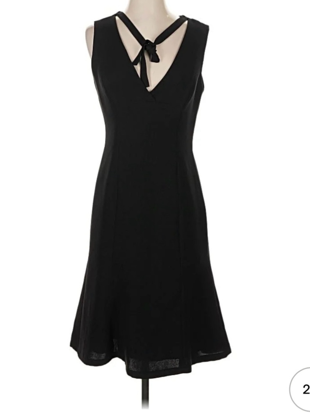 Max Studio Black Dress V-Neck Tie Detail at neckline Beautiful Clean Lines